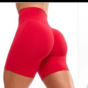 Like New Lipstick Red Aggressive Scrunch Shorts in M